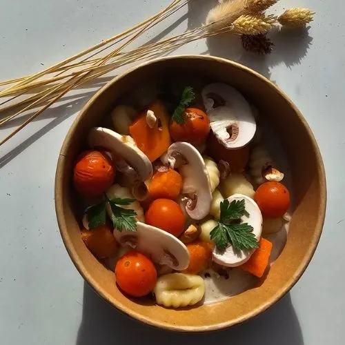 GNOCCHI, CAPPUCCINO DE CHAMPIGNONS ET BUTTERNUT RÔTIS