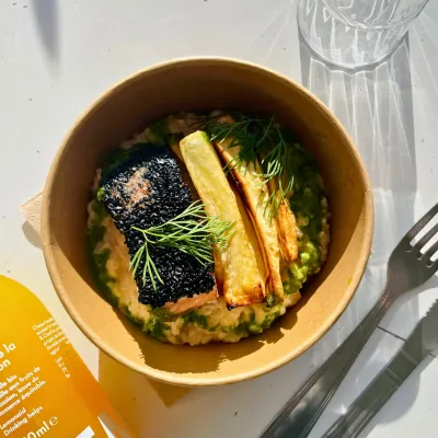 TATAKI DE SAUMON & RISOTTO MISO BLANC ET CITRON 