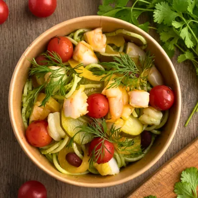 SPAGHETTIS AU PESTO &  CREVETTES