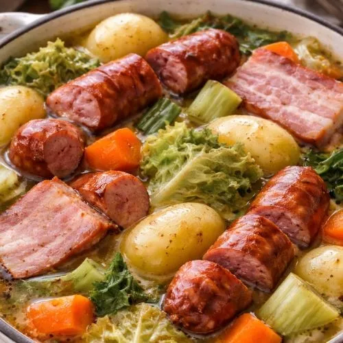 SAUCISSE FUMÉE & LÉGUMES D'HIVER, BOUILLON MAISON