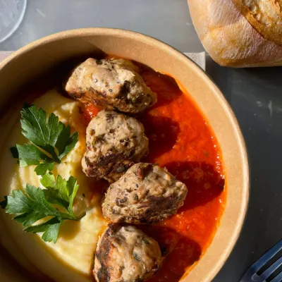 BOULETTES DE PORC & POLENTA