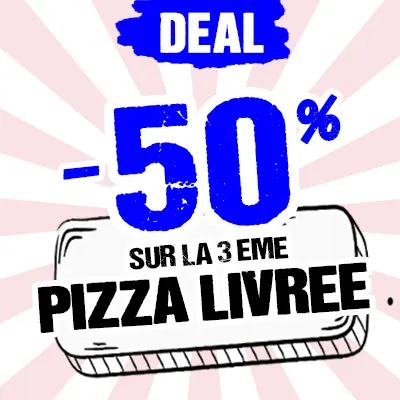 -50% Sur la 3ème Pizza Moyenne - Semaine de folie