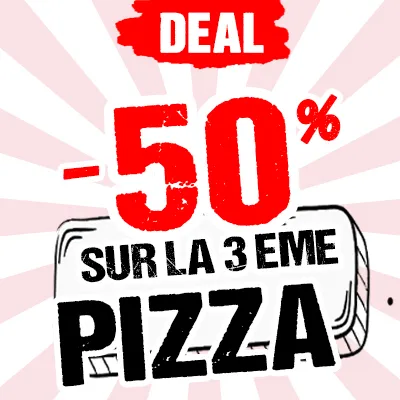 -50% Sur la 3ème Pizza Moyenne 