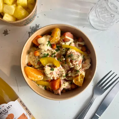 LENTILLES ORIENTALES & SAUMON MI CUIT