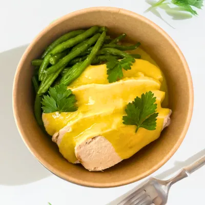 POULET MARINÉ AU CITRON VERT & PURÉE DE POMME DE TERRE 