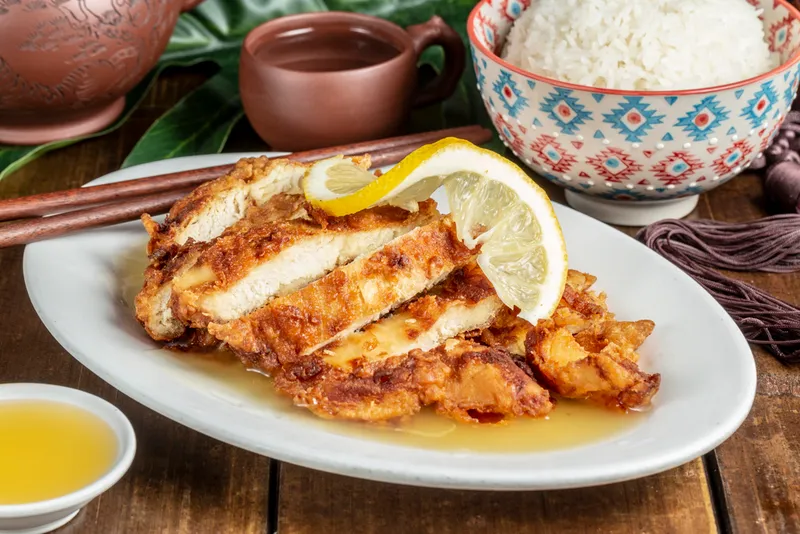 54.RIZ POULET SAUCE ORANGE FACON CHINOIS