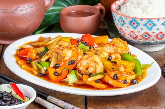 212.RIZ CREVETTES AUX HARICOTS NOIRS