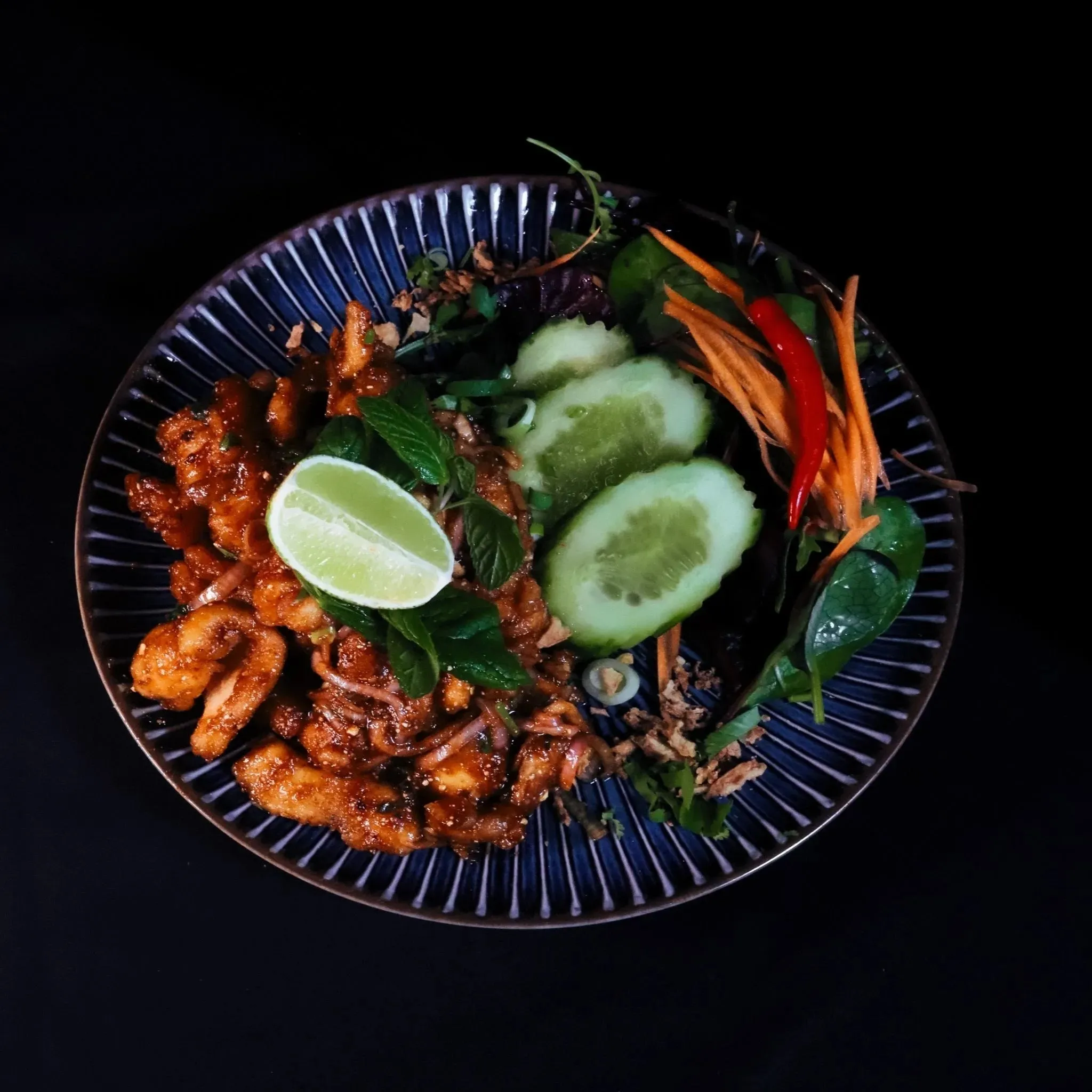 Larb Gai Wok Fried Chicken Salad