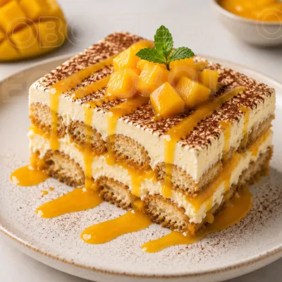Tiramisu Mangue fraîche & coulis