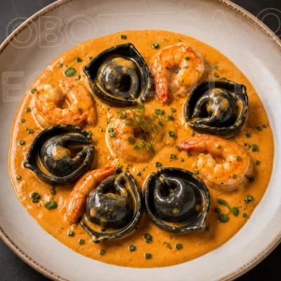Tortelloni neri al granchio