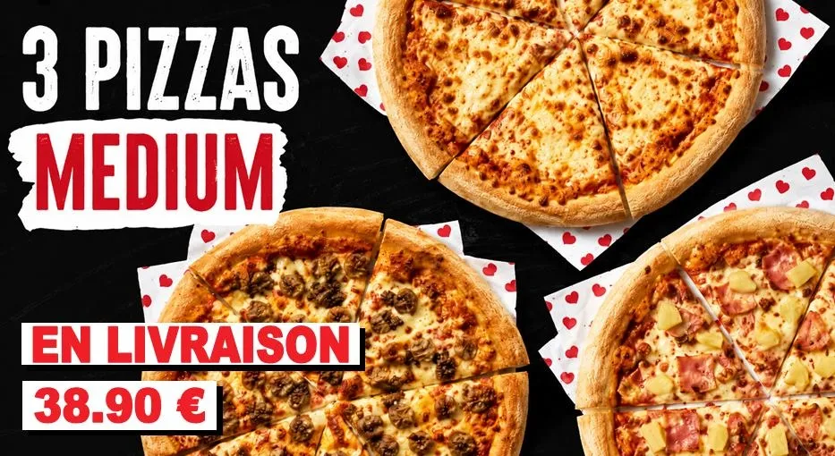 3 Pizzas Medium*