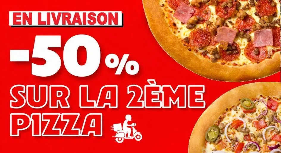 -50% sur la 2ème pizza