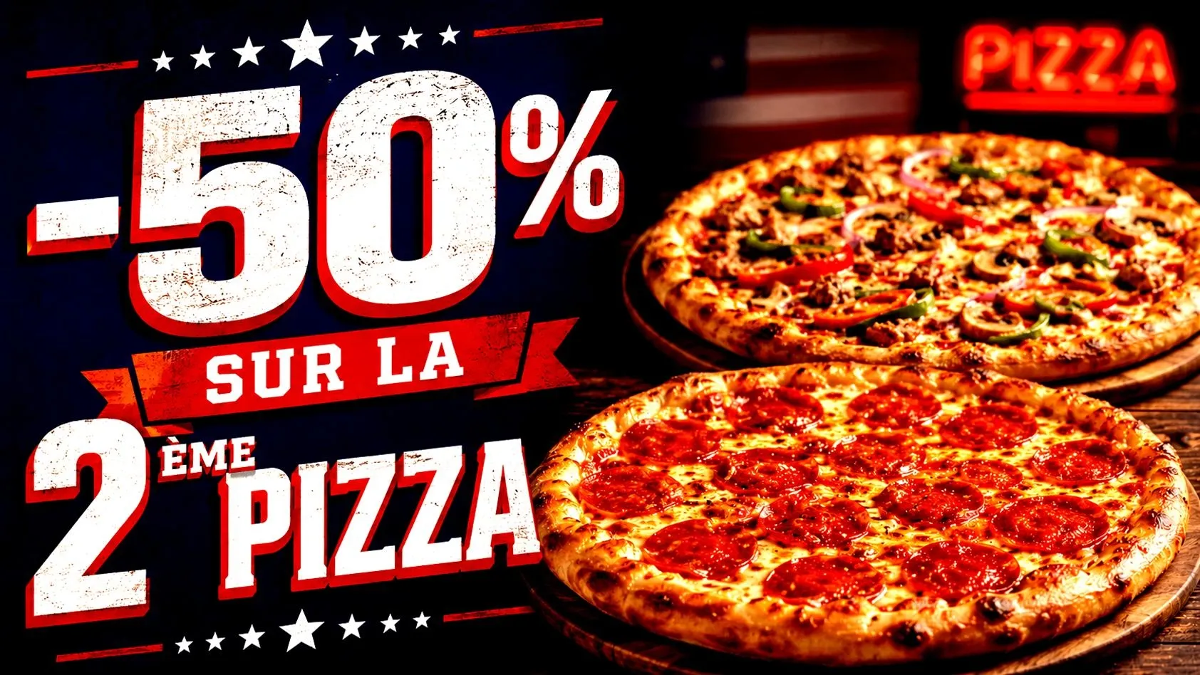 -50% sur la 2ème pizza