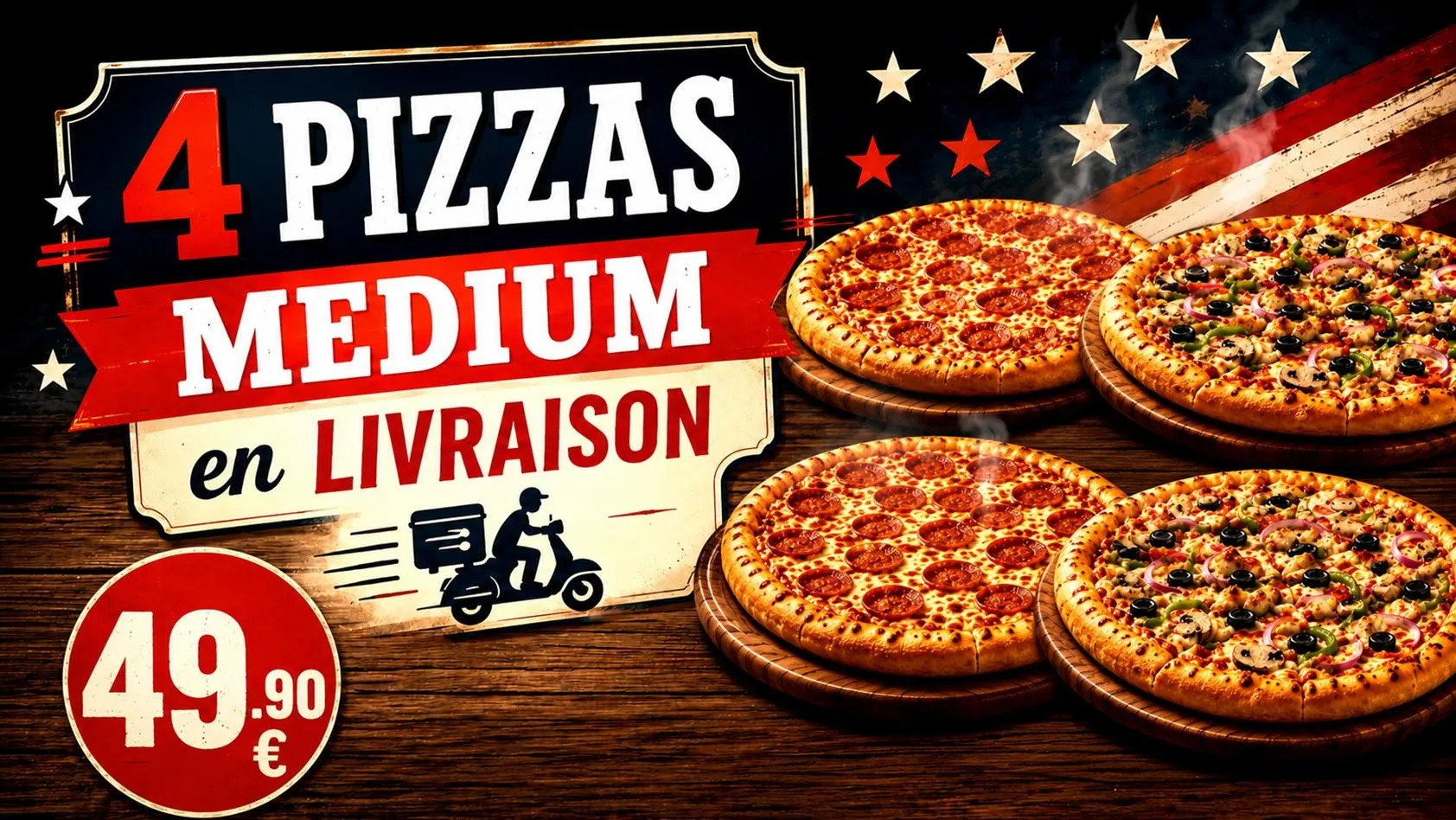 4 Pizzas Medium