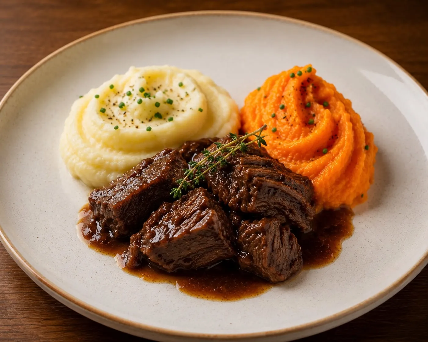 Lundi 27 juillet Midi - Confit de Boeuf & puree de pomme de terre et patate douce
