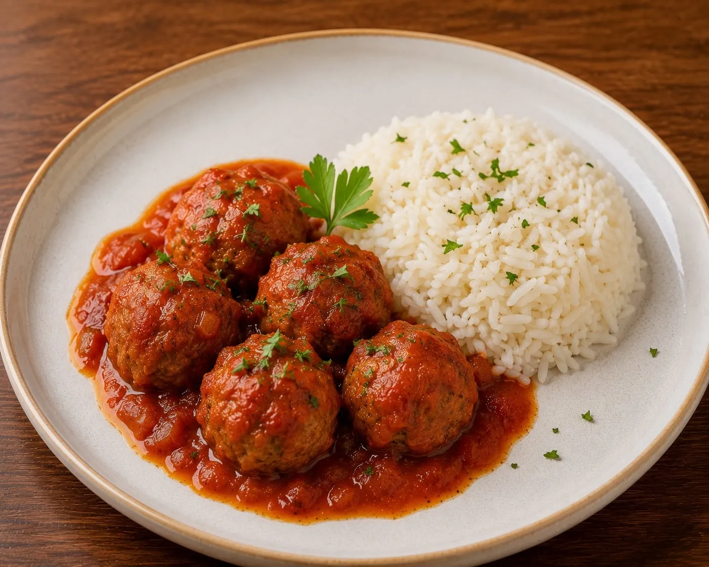 Mercredi 29 juillet Midi -  Boulettes en sauce & Riz