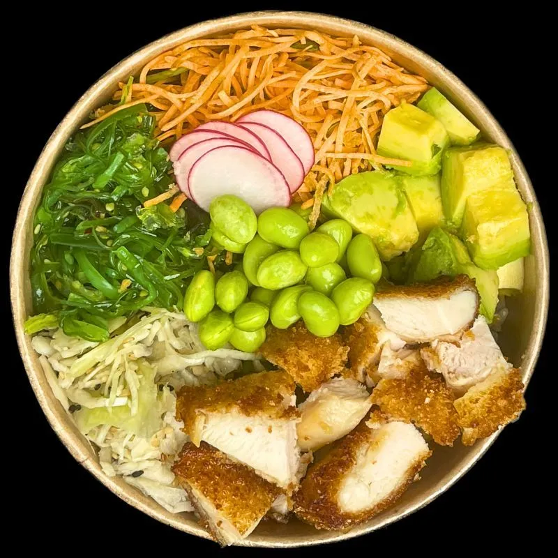 Poke bowl fried chicken