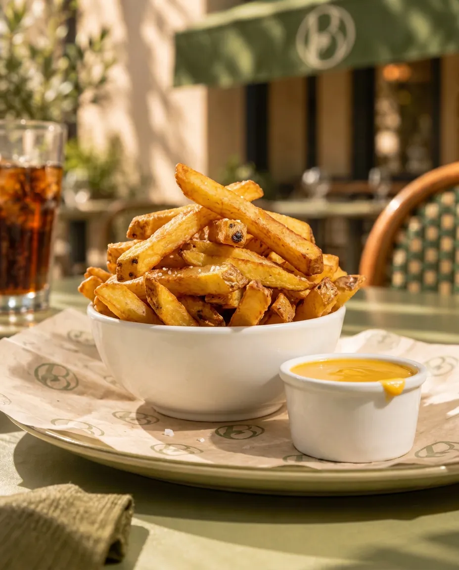 Frites maison de patate douce et sa creme de cheddar