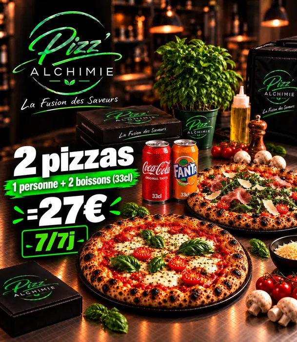 2 PIZZAS + 2 BOISSONS 