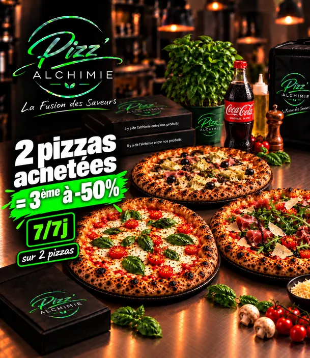 2 pizzas taille 2 achetées la 3e à -50%