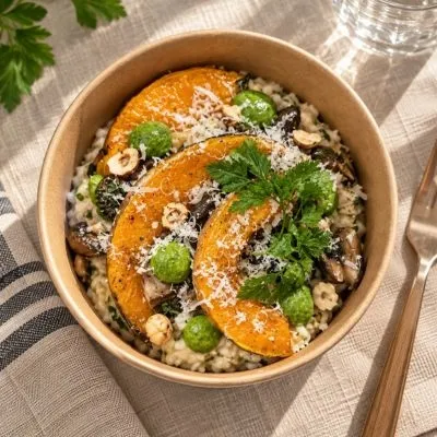 RISOTTO BUTTERNUT À LA SAUGE & LÉGUMES RÔTIS 