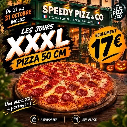 17€ La Pizza XXXL 50cm au choix